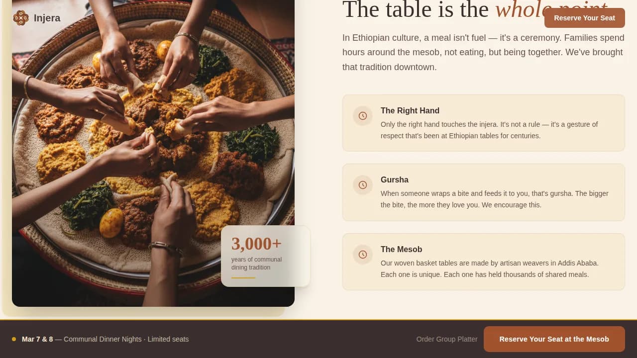 Feast — Authentic Eritrean Catering Landing Page Template