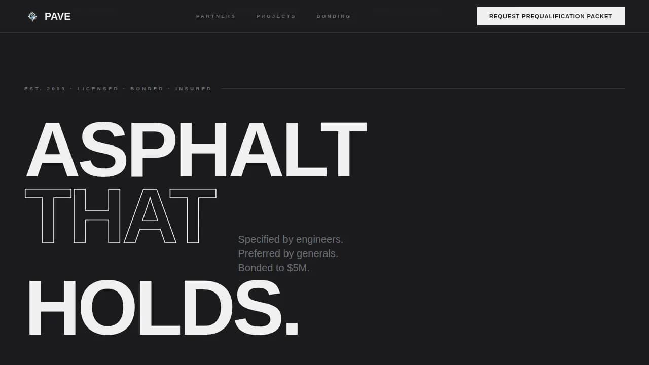 Construct — Licensed Asphalt Contractor Landing Page Template