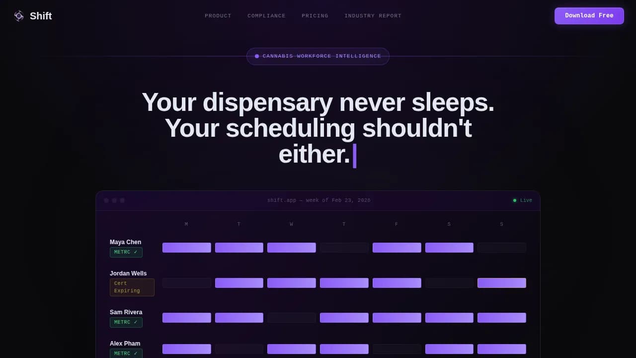 Schedule — Regulated Cannabis Workforce Landing Page Template