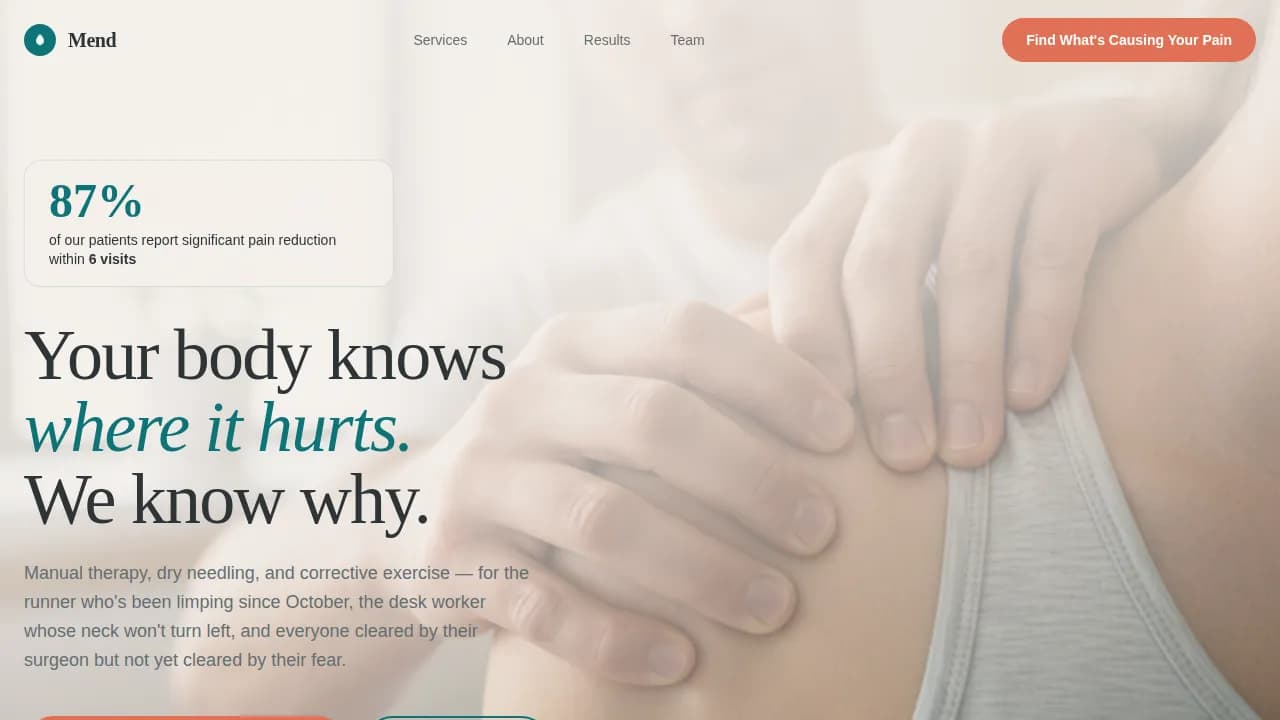 Restore — Evidence-Based Physical Therapy Landing Page Template