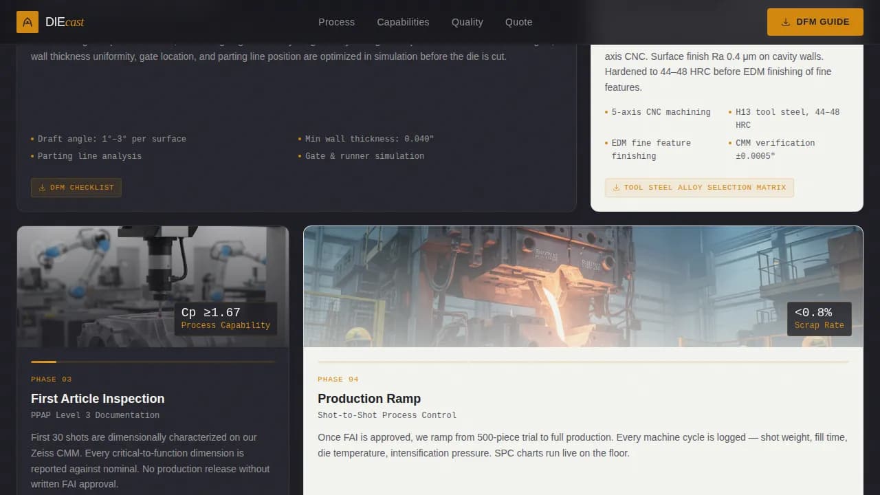 Diecast - Precision Manufacturing Process Landing Page Template