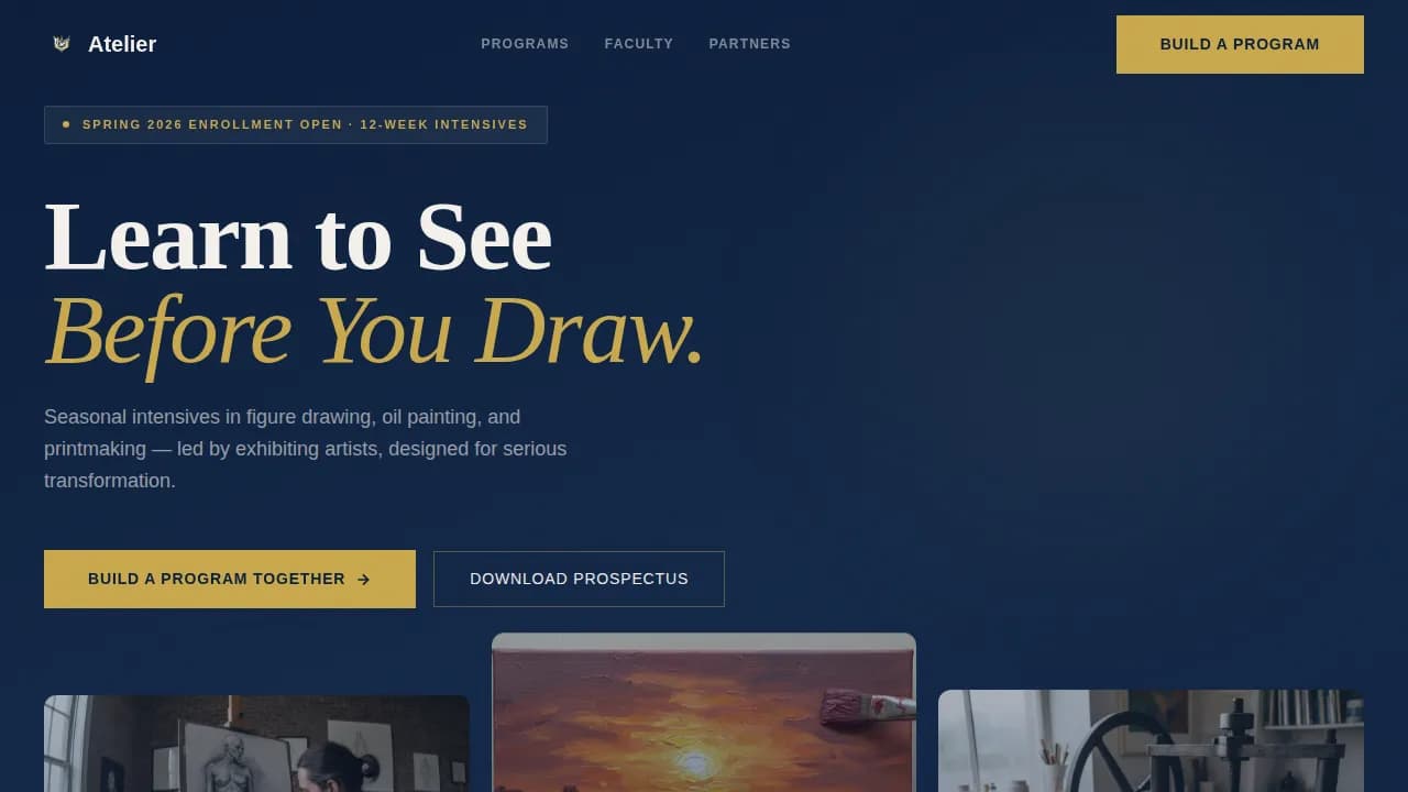 Studio — Prestigious Visual Arts Academy Landing Page Template