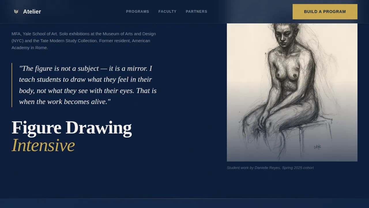 Studio — Prestigious Visual Arts Academy Landing Page Template