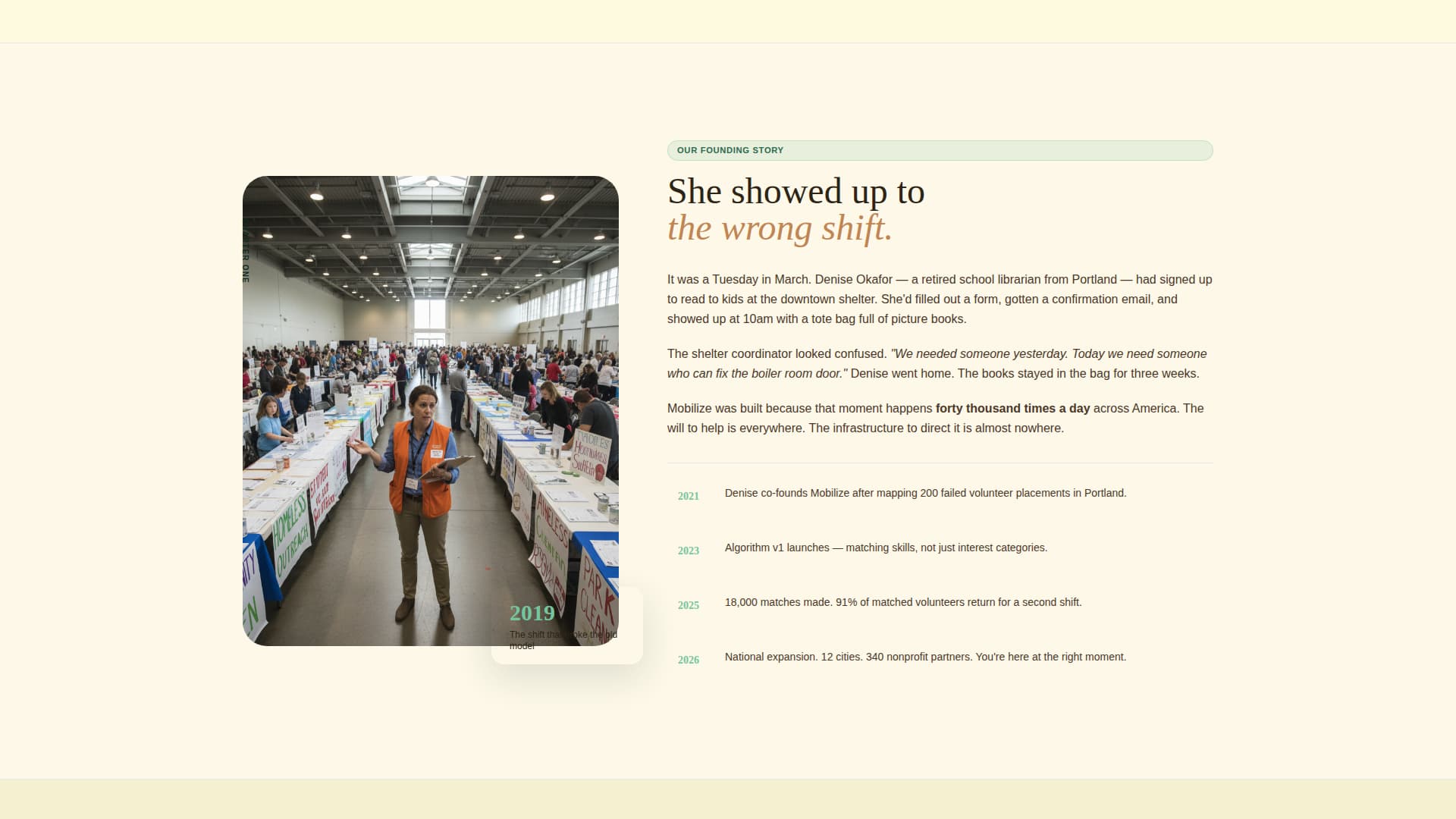 Mobilize - Purposeful Volunteer Landing Page Template