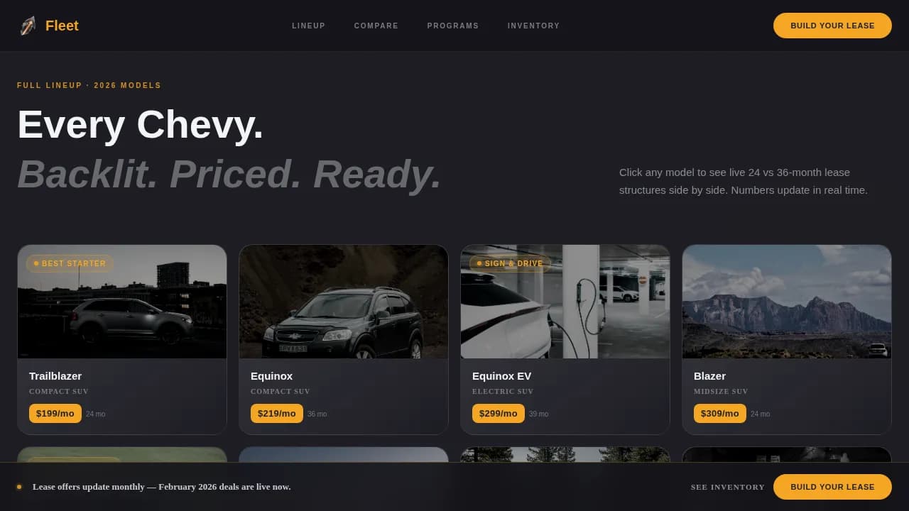 Drive — Premium Chevrolet Leasing Landing Page Template