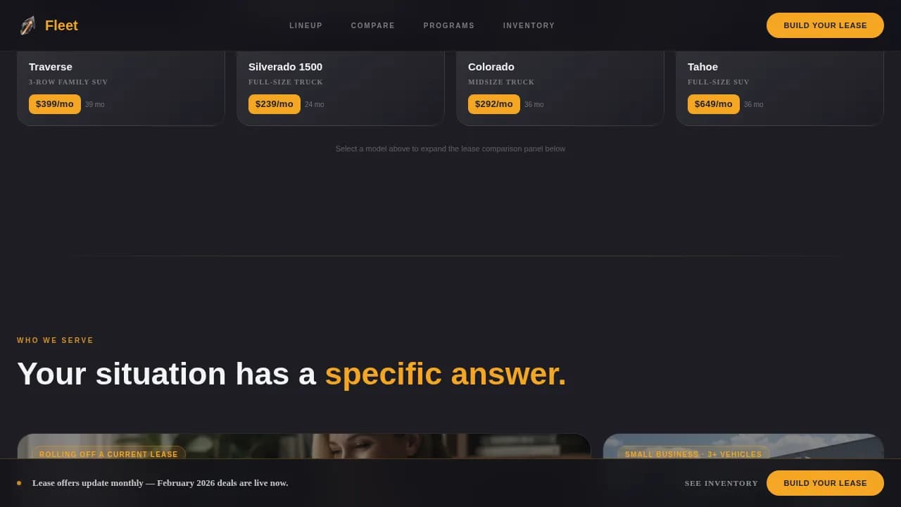 Drive — Premium Chevrolet Leasing Landing Page Template