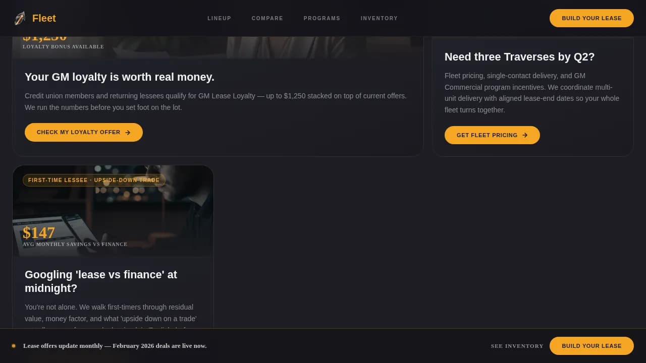 Drive — Premium Chevrolet Leasing Landing Page Template