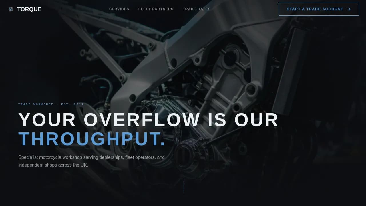 Accelerate — Premium Motorcycle Repair Landing Page Template