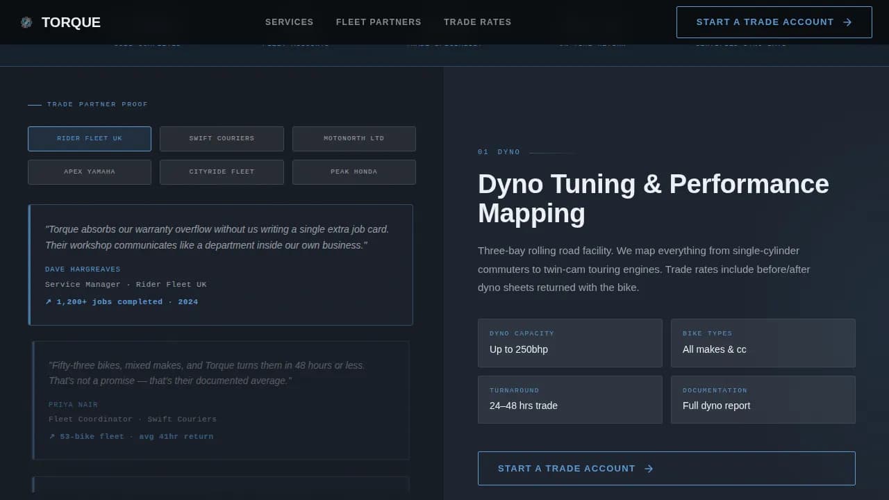 Accelerate — Premium Motorcycle Repair Landing Page Template