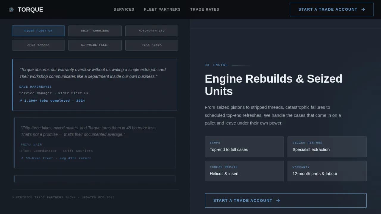 Accelerate — Premium Motorcycle Repair Landing Page Template