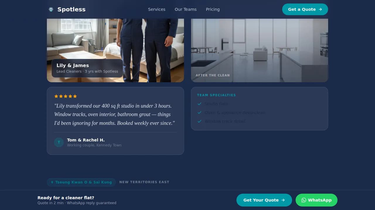 Immaculate — Trusted Cleaning Service Landing Page Template