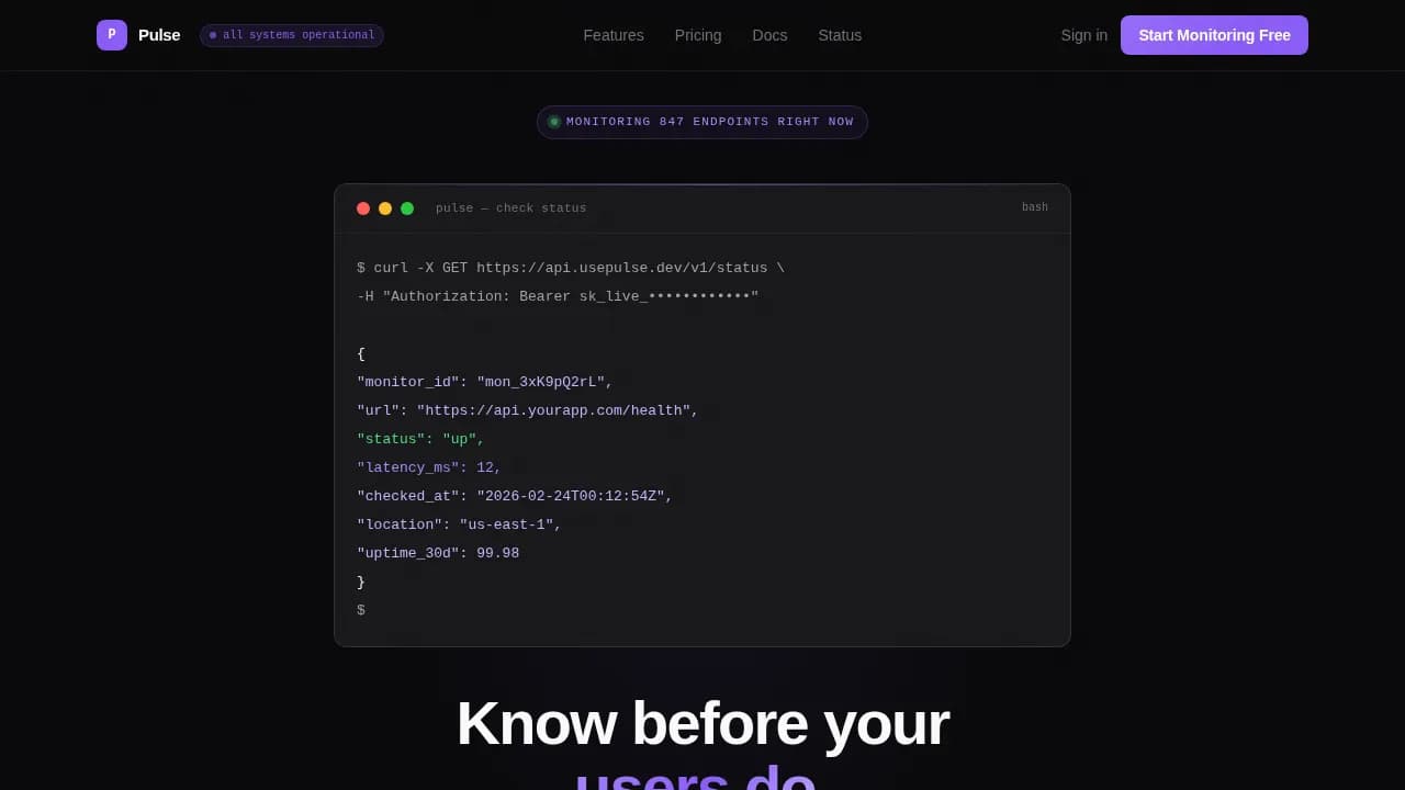 Monitor - DevOps Uptime Tracking Landing Page Template