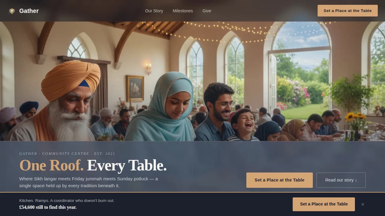 Gather — Inclusive Community Fundraising Landing Page Template