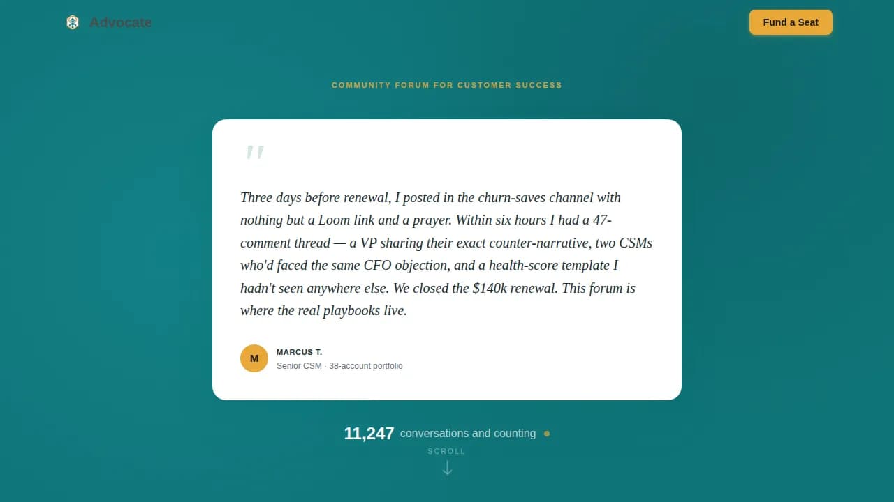 Advocate — Thriving SaaS Community Landing Page Template