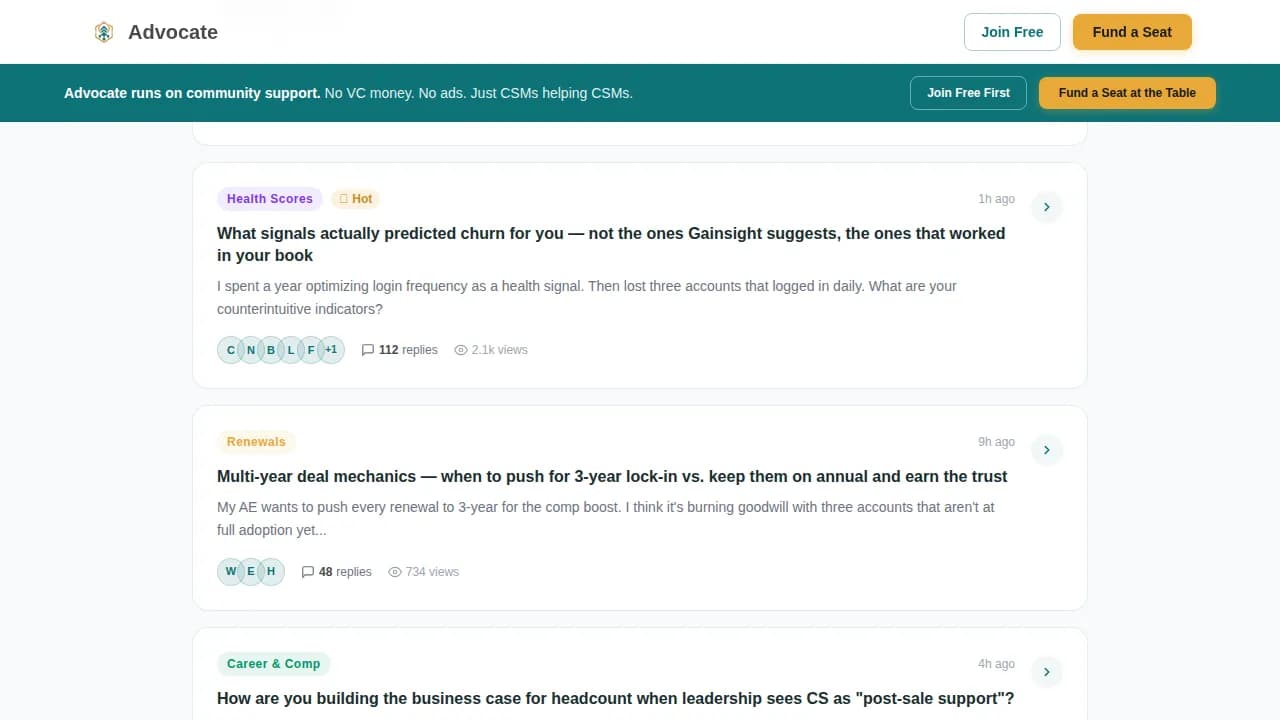 Advocate — Thriving SaaS Community Landing Page Template