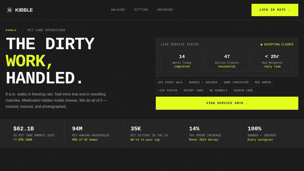 Pets — Bold Care Management System Landing Page Template