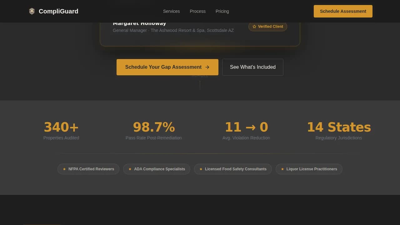 Comply — Trusted Hospitality Operations Landing Page Template