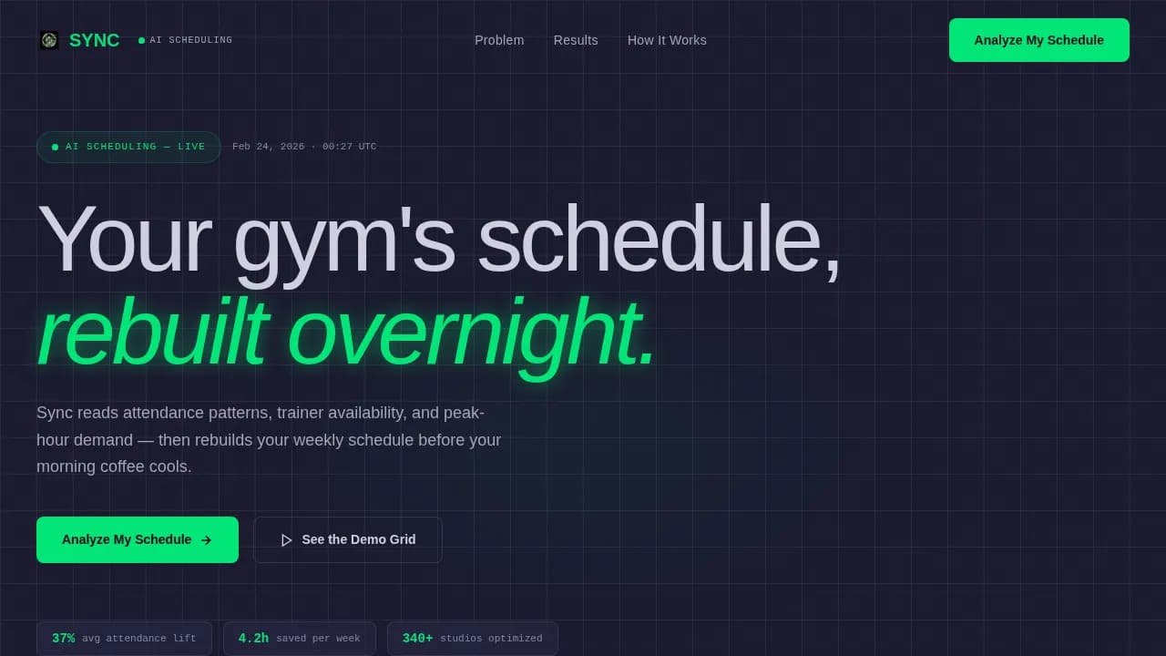 FitFlow — Smart Fitness Booking Optimizer Landing Page Template