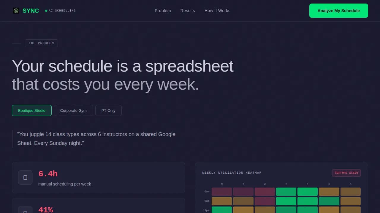 FitFlow — Smart Fitness Booking Optimizer Landing Page Template