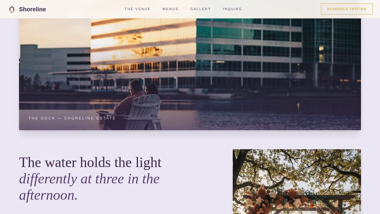 Waterside — Premium Wedding Venue Landing Page Template