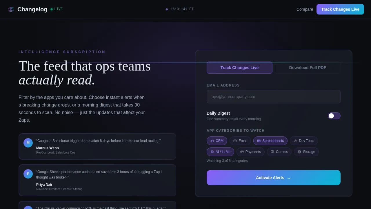 Release — Live Tracker Updates Landing Page Template