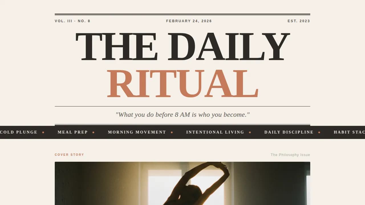 Ritual - Editorial Habit Building TikTok Landing Page Template