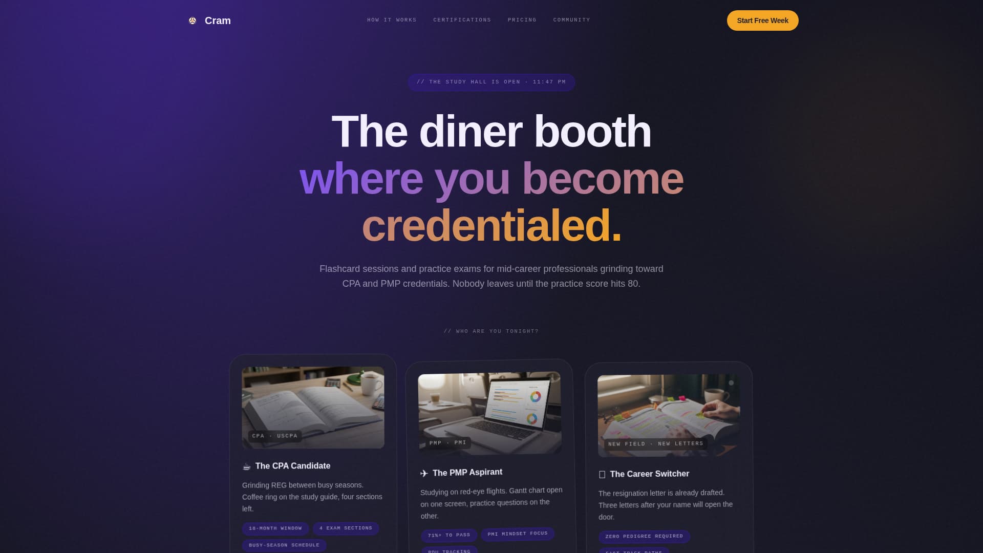Cram - Focused Certification Landing Page Template