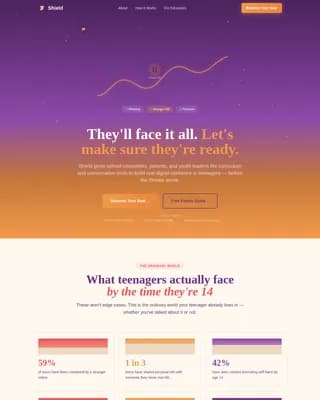 Sentinel — Protective Youth Digital Safety Landing Page Template