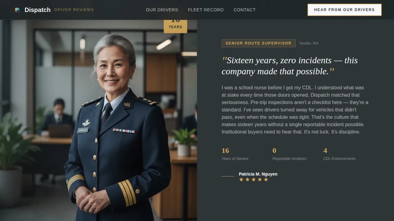 Transit — Expert Driver Testimonial Landing Page Template