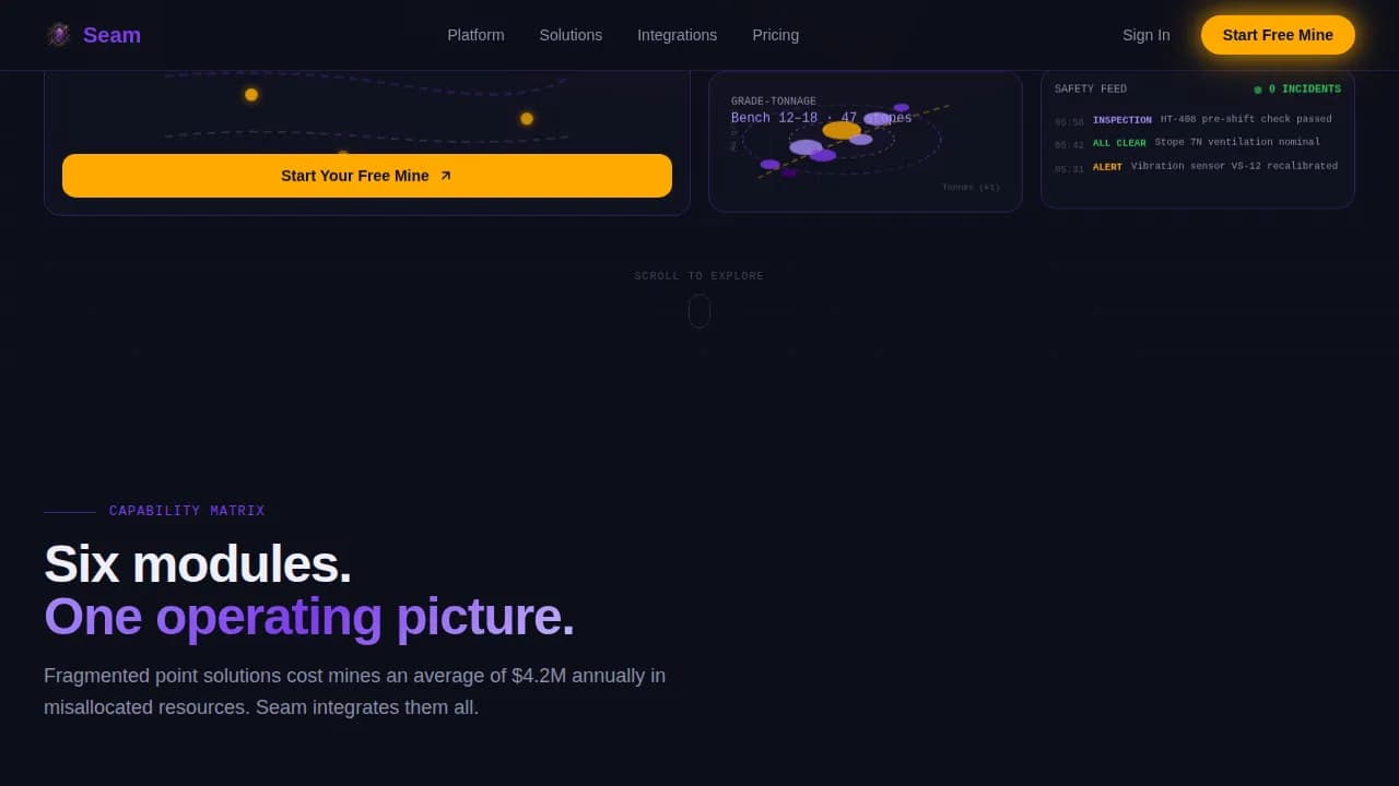 Deepmine — Live Extraction Analytics Landing Page Template