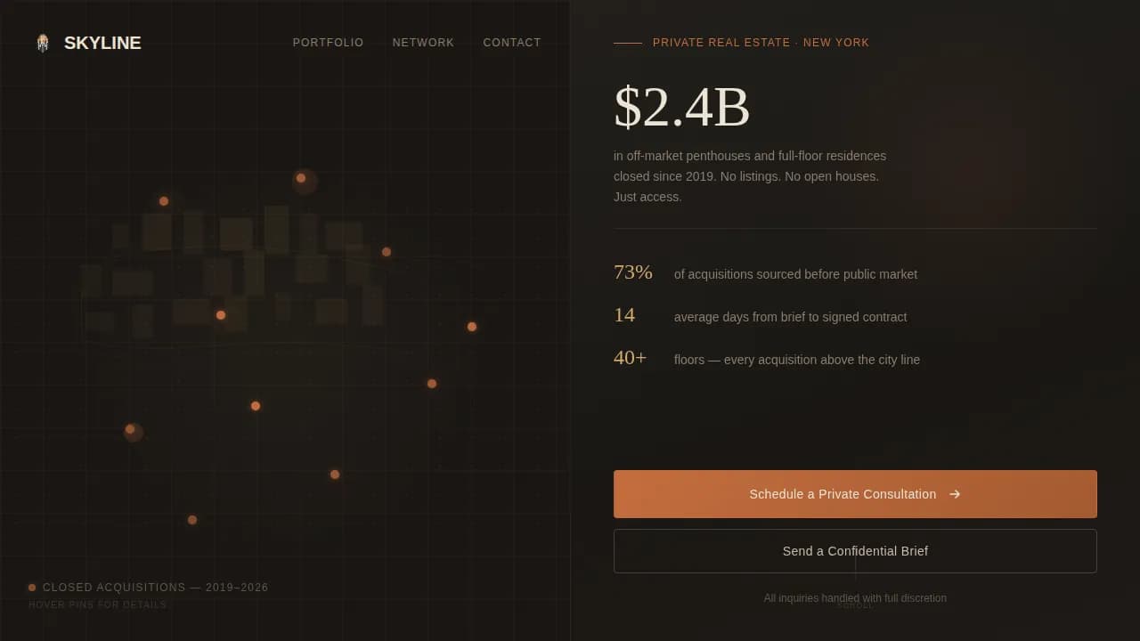 Pinnacle — Luxury Real Estate Agent Landing Page Template