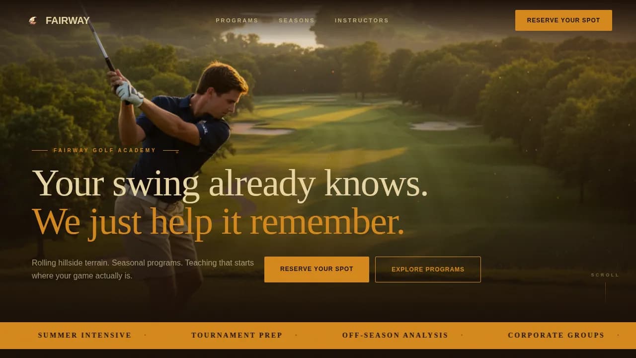 Greens — Premier Golf Academy Landing Page Template
