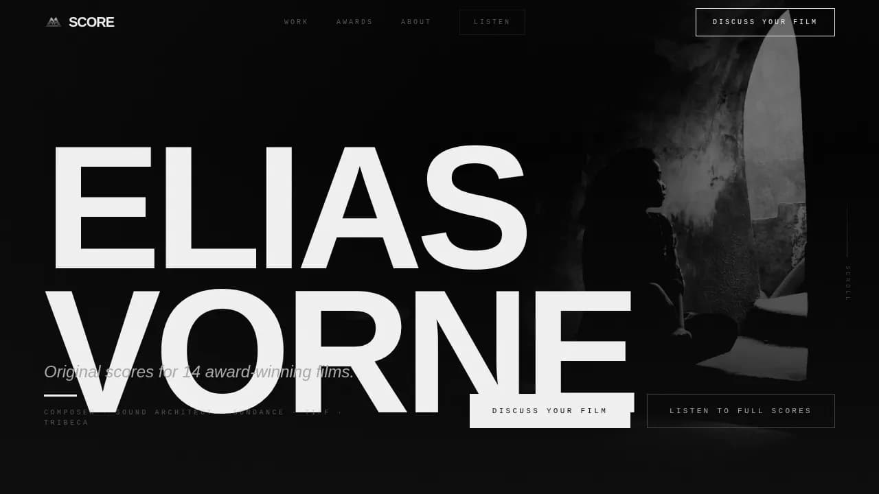 Soundtrack — Acclaimed Music Composer Landing Page Template