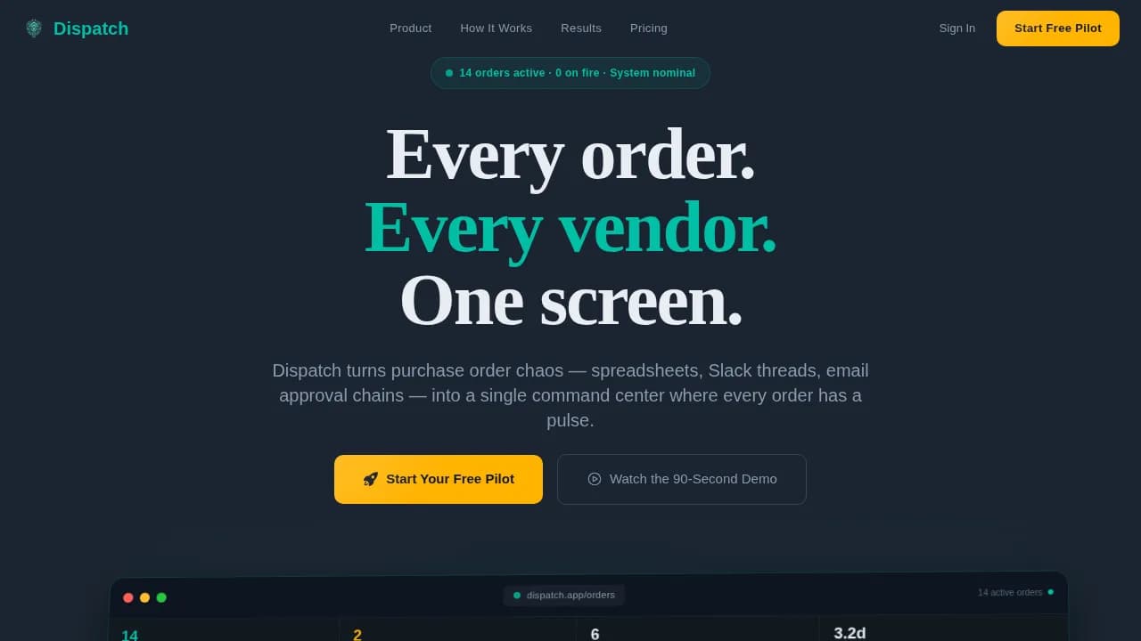 Dispatch — Intelligent Logistics Landing Page Template
