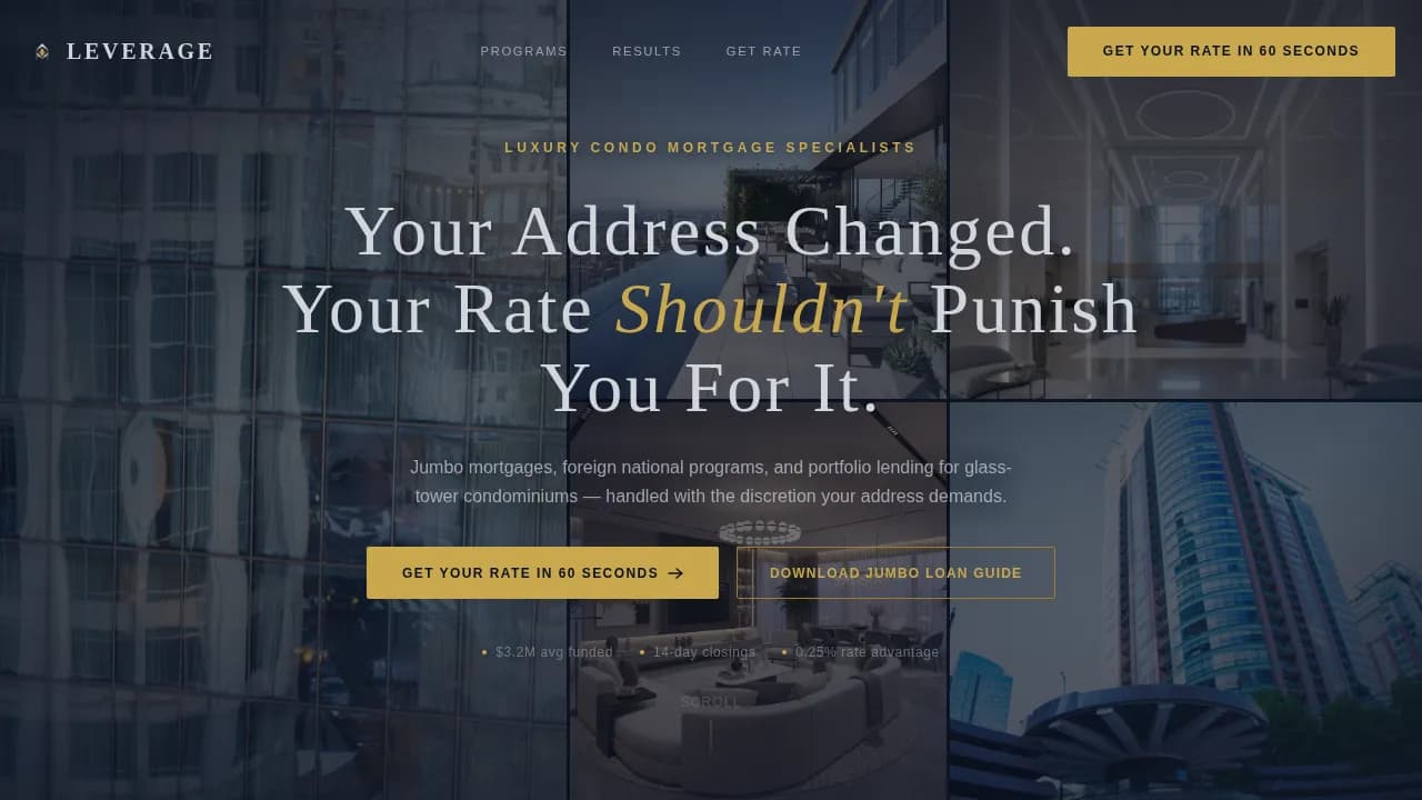 Financed — Elite Mortgage Advisory Landing Page Template