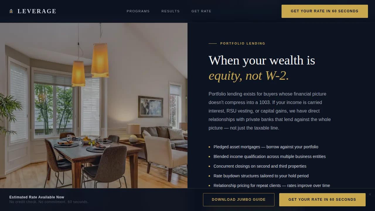 Financed — Elite Mortgage Advisory Landing Page Template