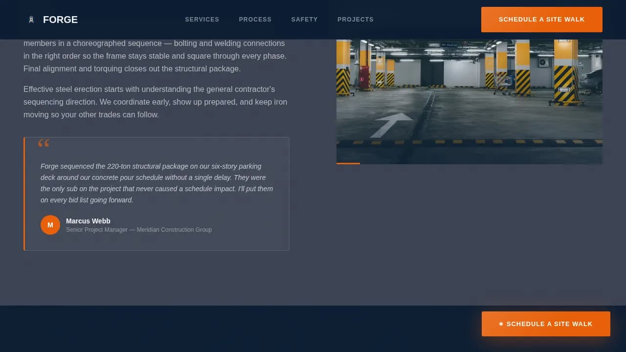 Forge — Industrial Ironworker Landing Page Template