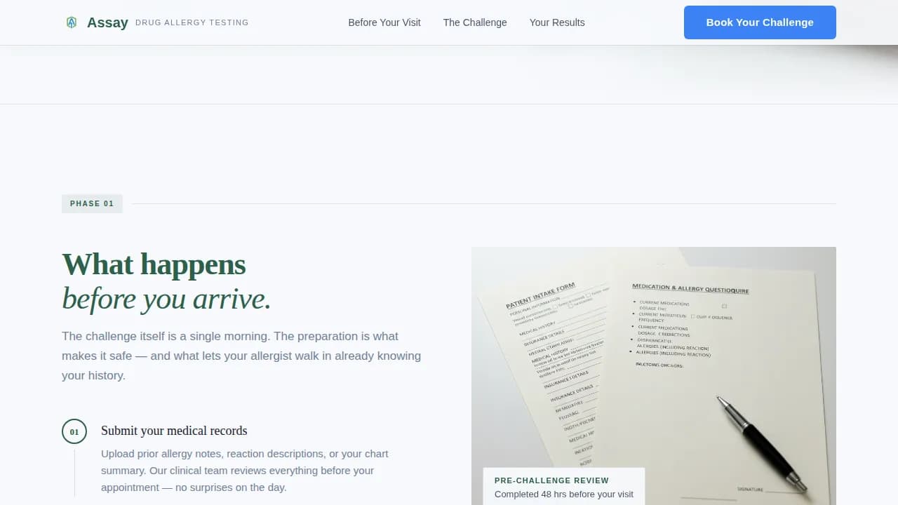 Assay — Advanced Allergy Testing Landing Page Template