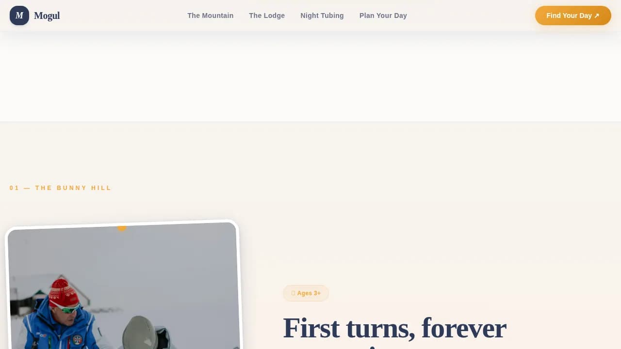 Mogul - Family Ski Resort Landing Page Template