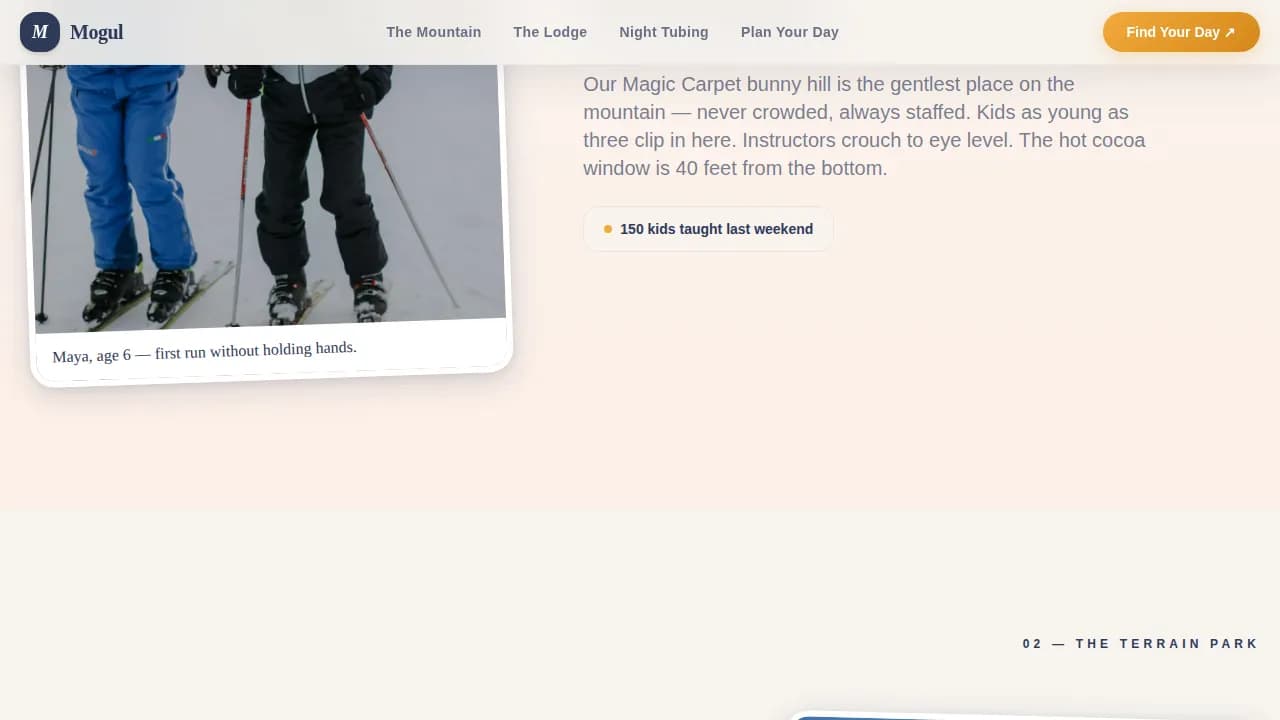 Mogul - Family Ski Resort Landing Page Template