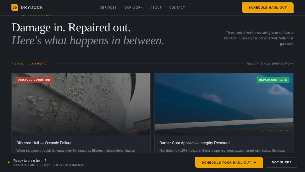 Vessel — Expert Marine Restoration Landing Page Template