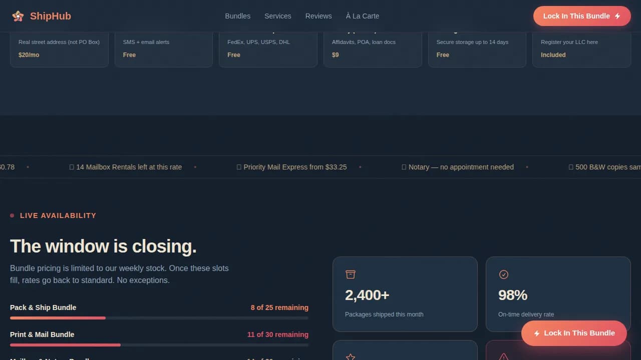 Shiphub — Convenient Mailing Center Landing Page Template