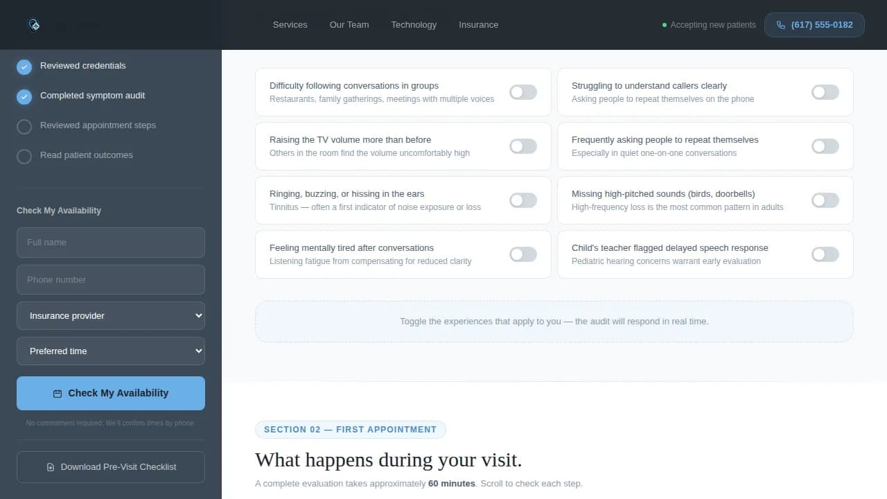 Calibrate — Specialist Audiology Landing Page Template