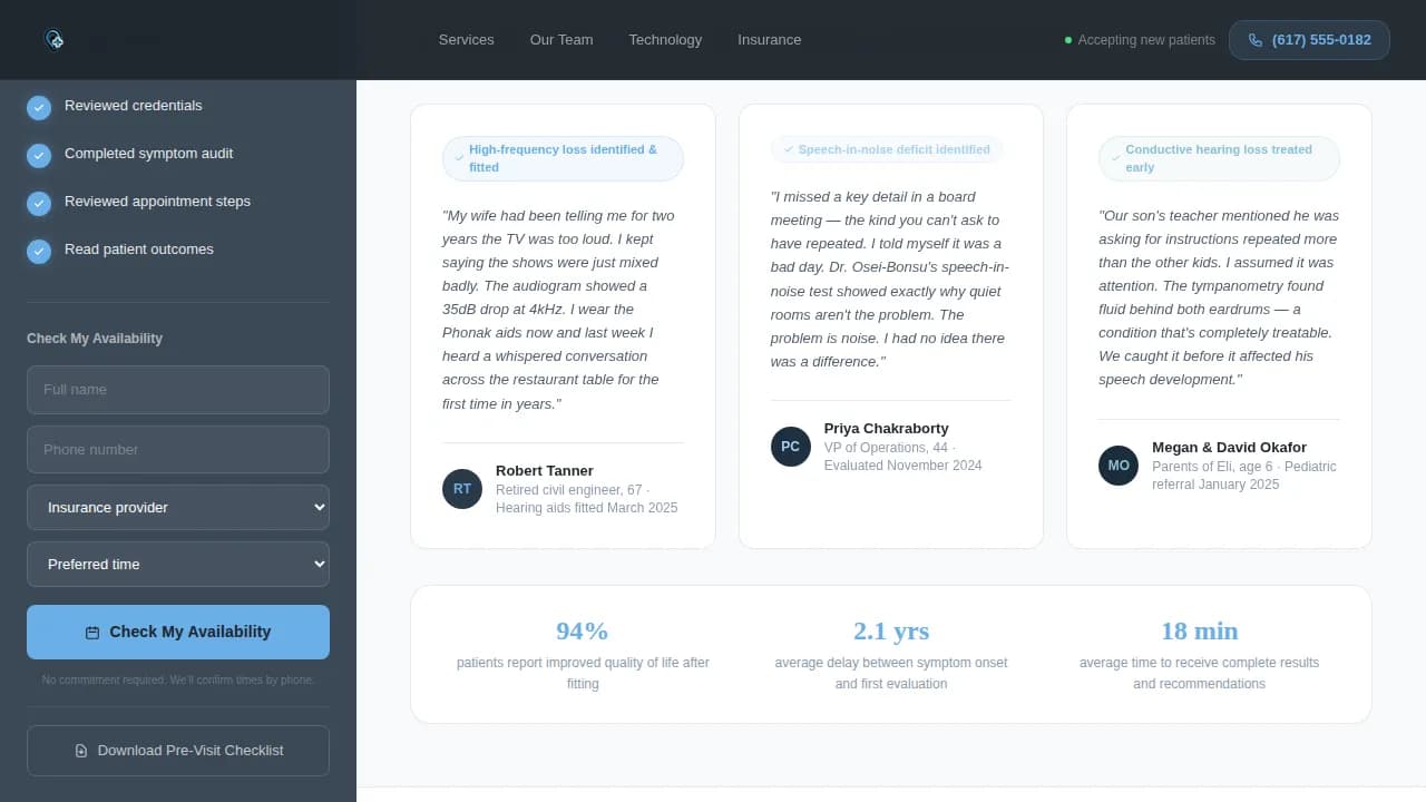 Calibrate — Specialist Audiology Landing Page Template