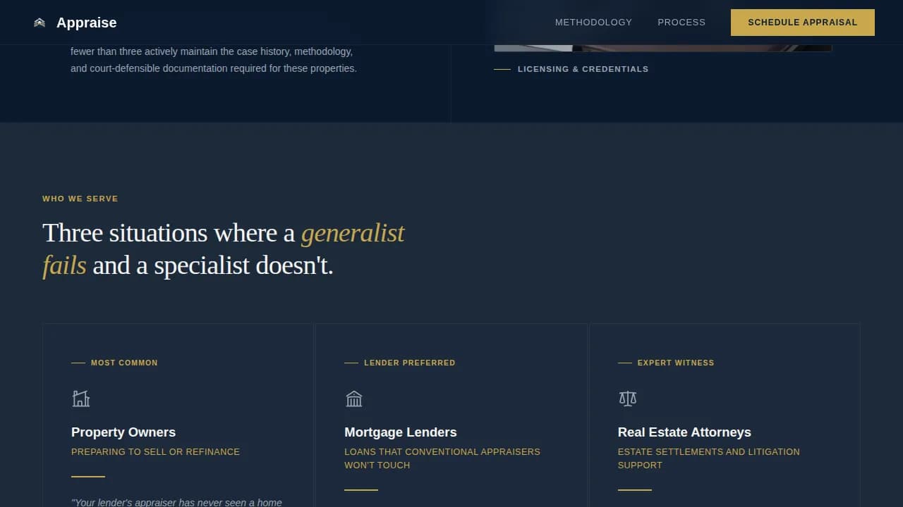 Appraise — Certified Home Valuation Landing Page Template