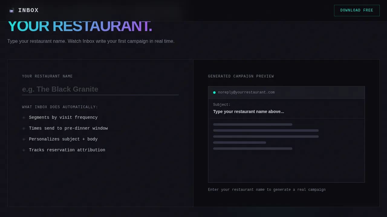 Engage — Modern Restaurant Email Marketing Landing Page Template