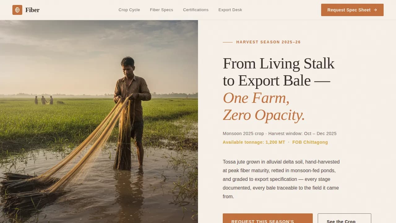 Fiber — Sustainable Farm Landing Page Template