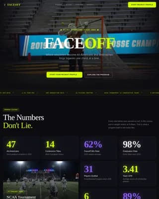 Faceoff — College Sports Recruiting Landing Page Template
