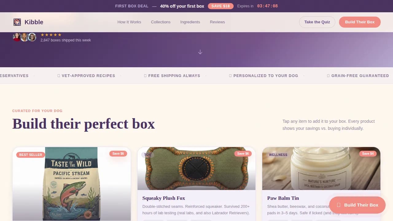Paws — Premium Pet Care Subscription Landing Page Template