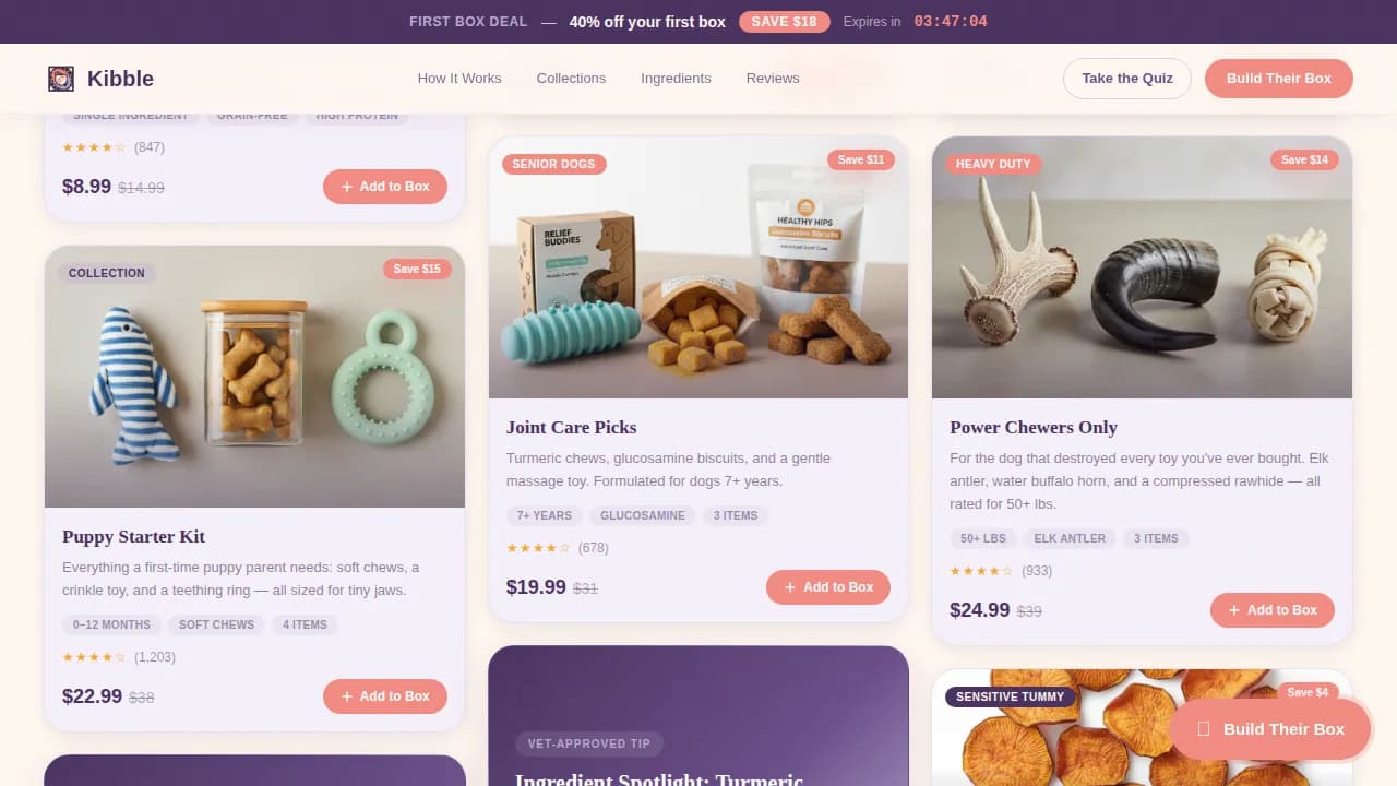 Paws — Premium Pet Care Subscription Landing Page Template